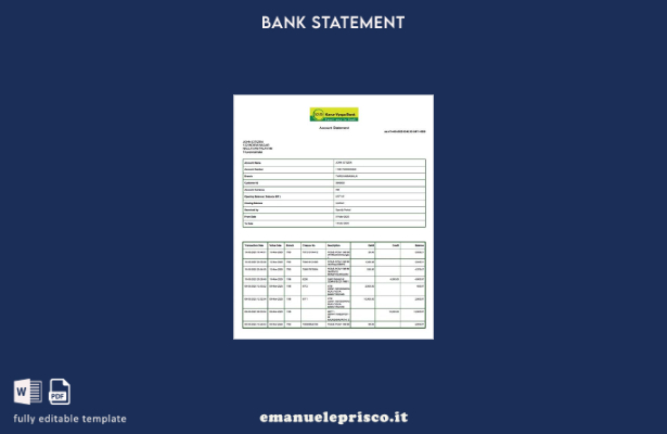 modello di parole dell'estratto conto bancario India Karur Vysya in stile verifi